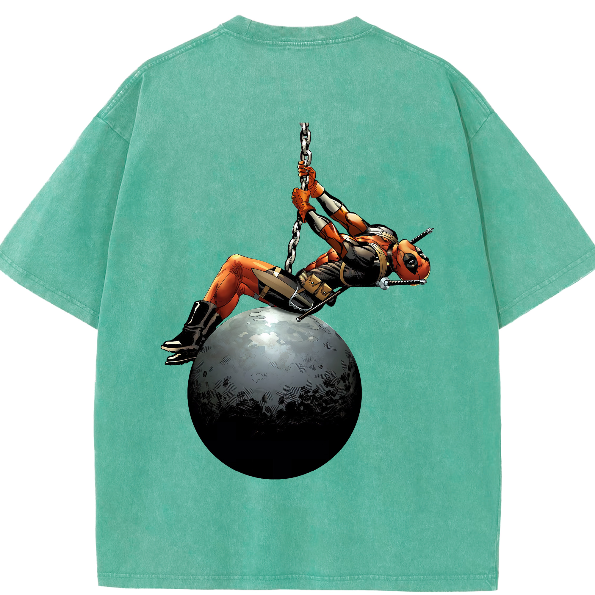 （画像用） Deadpool デッドプール 綿100% ヴィンテージ風 半袖Tシャツ（背面プリント）